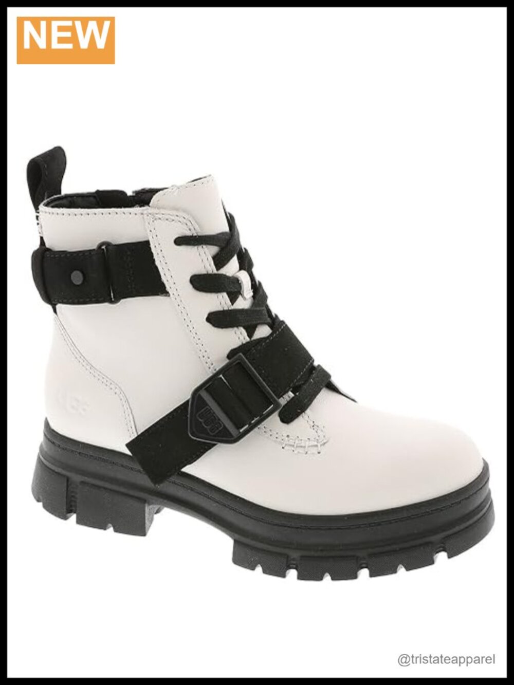 Waterproof Leather Ankle Bootie with Lace Up and Zipper